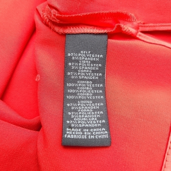 Vince Camuto Coral Shift Dress with Sheer Top Ruffle, Size Medium - Picture 7 of 9